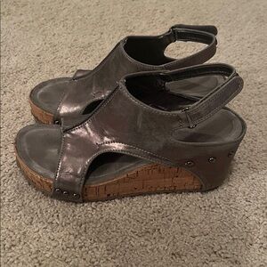 Pierre Dumas Corked Wedges Silver Metallic 6